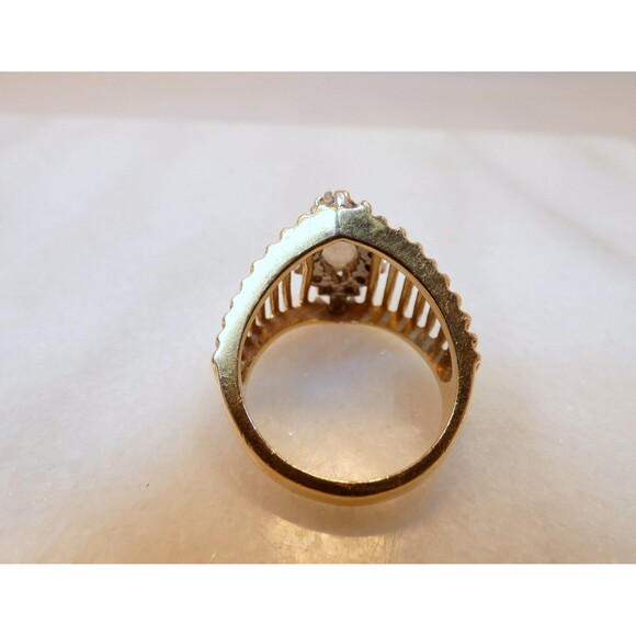 VTG 14KT White Gold Smokey Quartz Natural Diamond Ring Sz 6  7.1 gr - Picture 8 of 8